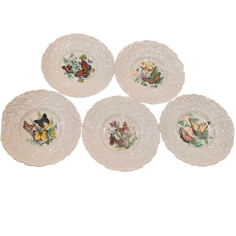 Royal Cauldon Bristol Porcelain Plates Set of 5 Holmes Gray Butterfly Designs